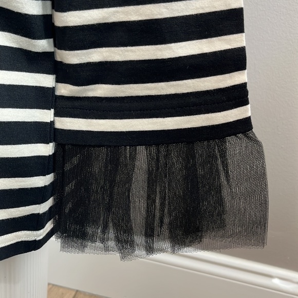 J Crew black and white stripe 3/4 sleeve with lace detail soft and stretchy M - Picture 3 of 10